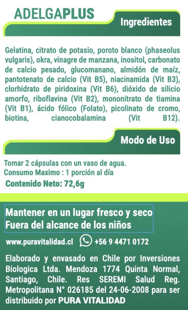 AdelgaPlus (Plan 6 Meses). Adelgazante Natural. 3 Frascos – 360 Cápsulas – 180 Dosis - Imagen 3